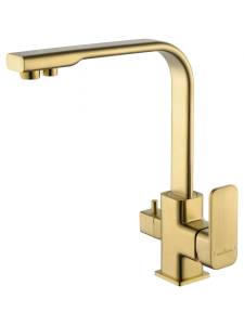 Смеситель для кухни Wonzon & Woghand WW-88458004-BG c подключением фильтра, брашированное золото