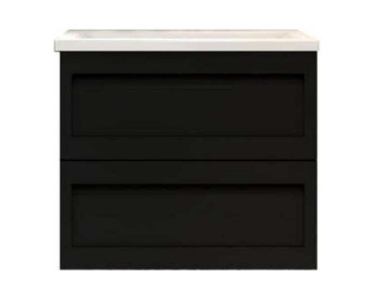 Тумба под раковину Art&Max Platino AM-Platino-600-2C-SO-NM-Cer, 60 см, подвесная, черный матовый