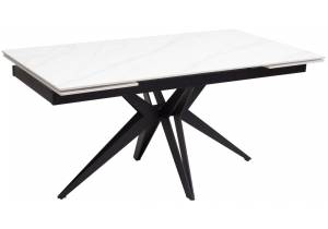 Стол Woodville Forio 512944 matt white marble sintered stone/black 160(240)x90x76