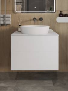 Тумба с раковиной Orange Отто Ot-75TuMDF+B07-500W белая глянцевая, 75 см