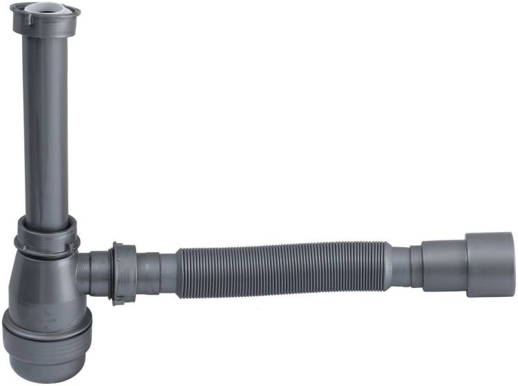 Сифон для раковины Aquanet 332449 c накидной гайкой 5/4", серый