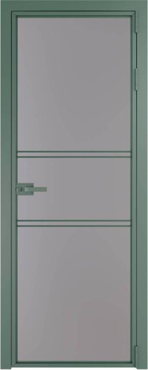 Межкомнатная дверь Profil Doors 2 AX цвет профиля Зеленый воск, стекло безопасное 6 мм монохром серый 700x2000