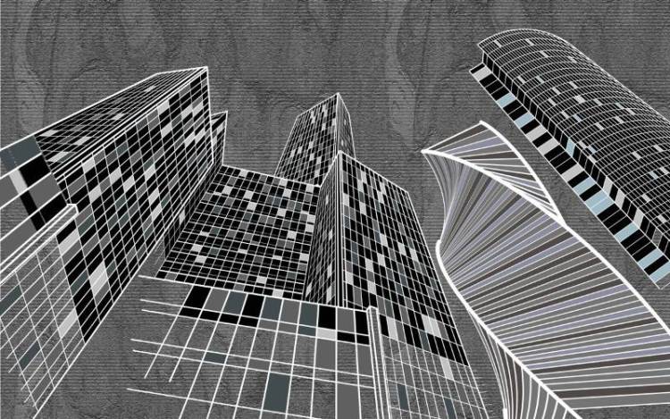 3D Фотообои Artegrafico «Перспектива с небоскребами» UB-002 акварель