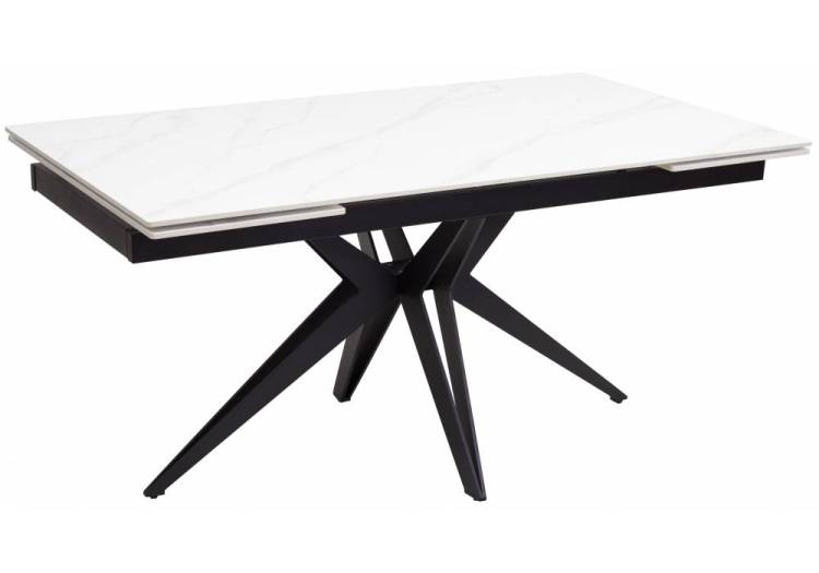 Стол Woodville Forio 512944 matt white marble sintered stone/black 160(240)x90x76