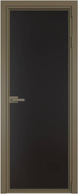 Межкомнатная дверь Profil Doors 1 AV цвет профиля Шампань, стекло безопасное 6 мм монохром черный 600x2000