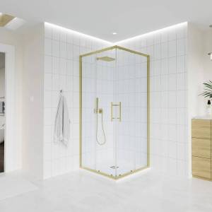 Душевой уголок Veconi Evo 300 G профиль золото брашинг, стекло прозрачное, 110х80x195