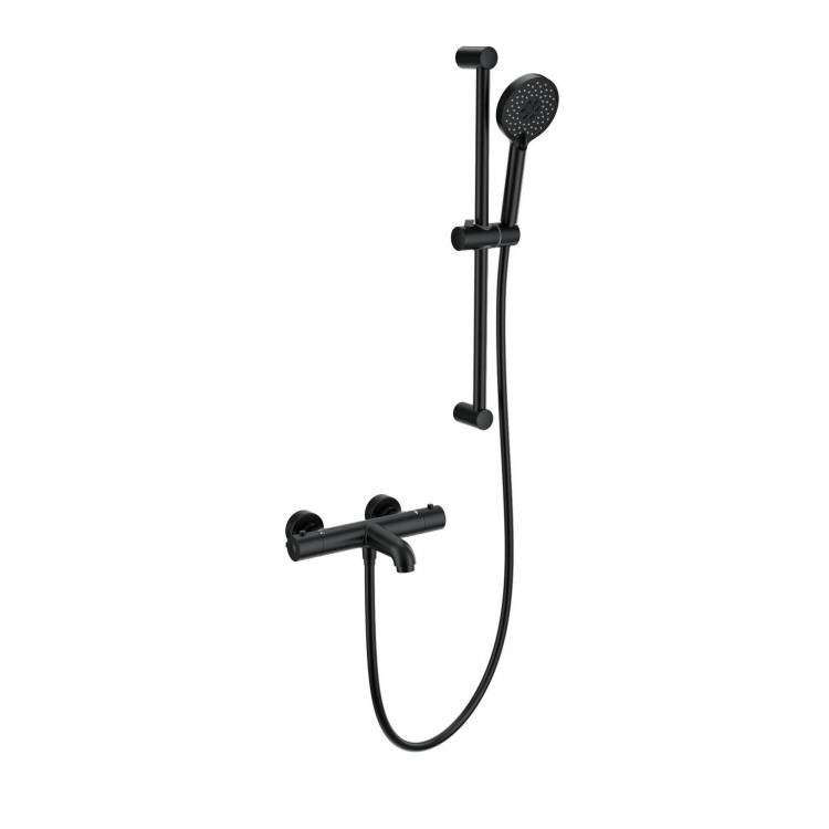 Смеситель для ванны Wonzon & Woghand WW-C2006-A-MB термостатический, с душевым гарнитуром, черный матовый