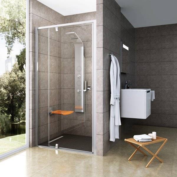 Душевая дверь в нишу Ravak PDOP2-120 Transparent, профиль сатин + защитное средство
