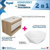 Тумба с раковиной Teymi Ritta подвесная, дуб, белый, 75 см, с раковиной Diamond 48 фото 2