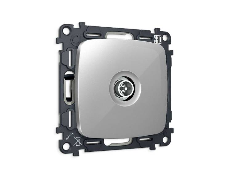 Комплект механизма TV розетки оконечной Ambrella Volt MO MO413005 серебро глянец