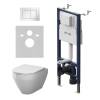 Унитаз с инсталляцией Am.Pm Spirit V2.0 IS90201.701900 безободковый, сиденье микролифт, кнопка белая глянцевая