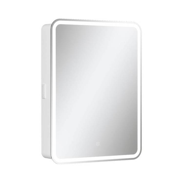 Зеркало-шкаф Equil Soldi szSOLDI55.R правый, с подсветкой и розеткой, белый софт, 80x55