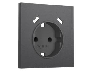 Лицевая панель для электрической розетки с заземлением со шторками 2USB C+C Ambrella Volt Sigma SP6605 антрацит серый