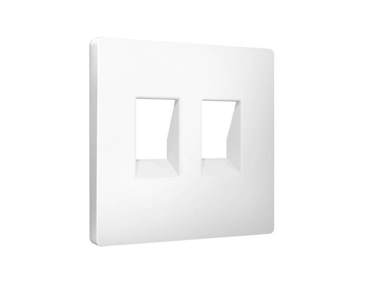 Лицевая панель для двойной компьютерной/телефонной розетки RJ-45/RJ-11 Ambrella Volt Alfa AP1321 белый матовый