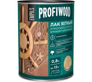 Лак яхтный атмосферостойкий алкидно-уретановый Profiwood полуматовый 0.8 л