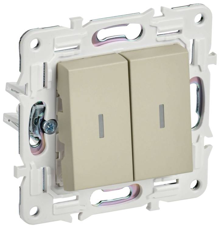 Выключатель 2-клавишный проходной IEK Skandy SK-V22-1-10-K10 бежевый