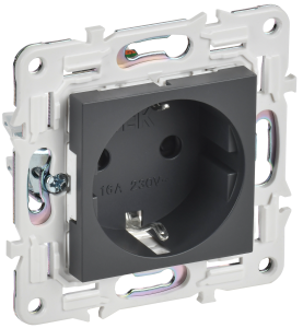 Розетка 1-местная с заземлением и шторками IEK Skandy SK-R14-16-K48 титан