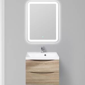 Тумба с раковиной Belbagno Marino MARINO-600-2C-SO-WO-P 60x45x50 Rovere Bianco подвесная с двумя выкатными ящиками