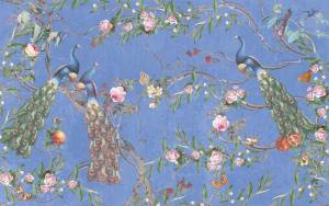 Бесшовные Eco обои Ortograf Flora 31141 Paradise Peacocks indigo Жемчуг ОЕ-Р3