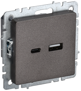 Розетка USB type A+C IEK Brite BR-U22-018-K45 темная бронза