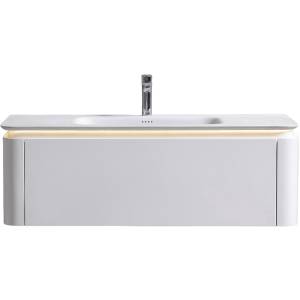 Тумба с раковиной Black&White U925.1200 с LED подсветкой, молочный белый, 120x40x52