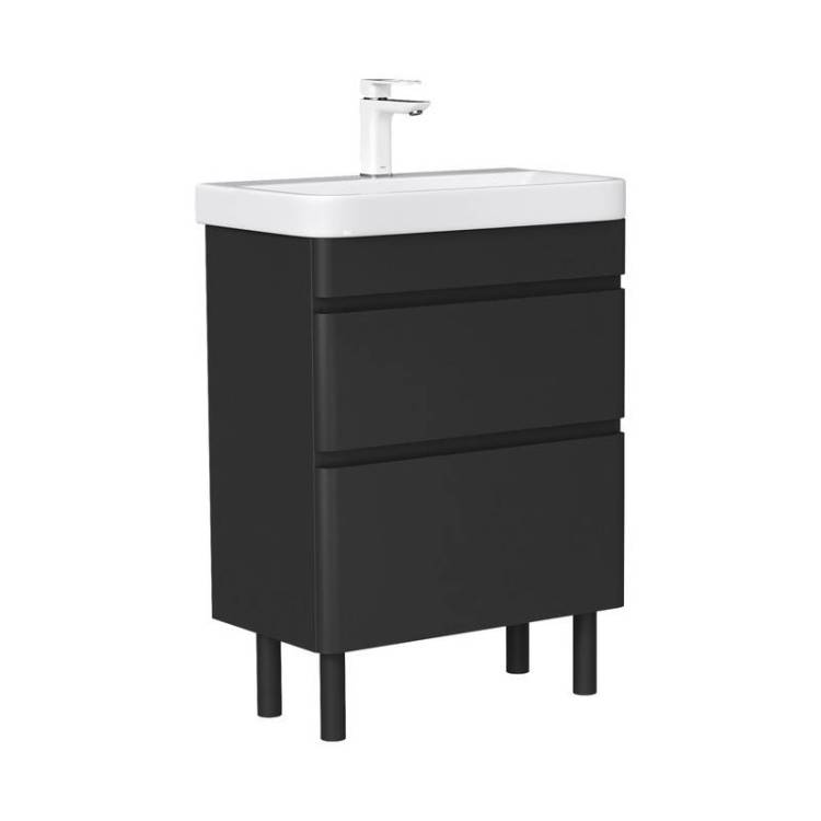 Тумба с раковиной Equil Eltoro 70 напольная, черный софт