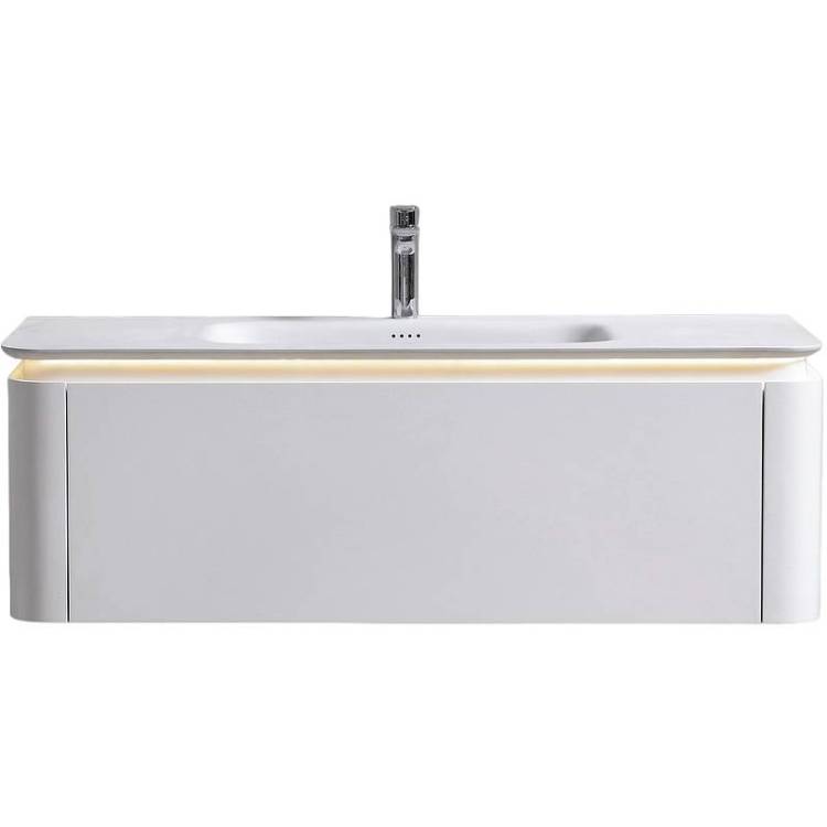 Тумба с раковиной Black&White U925.1200 с LED подсветкой, молочный белый, 120x40x52