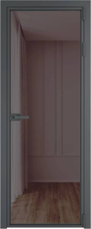 Межкомнатная дверь Profil Doors 1 AX цвет профиля Серая ночь, стекло безопасное 6 мм золотистая бронза 600x2000
