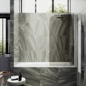 Шторка на ванну MaybahGlass MGV-622-1 поворотная, на монопетле, стекло бронза, профиль белый матовый, 1400x800