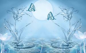 3D Фотообои Artegrafico «Объемные цветы из брызг с бабочками» GM-009 акварель