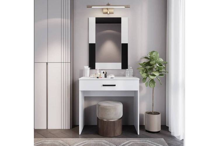 Столик туалетный с зеркалом БТС МЕБЕЛЬ Фьюжен 00-00287124 Белый