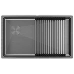 Мойка кухонная Paulmark Next-Pro 74-L Uni PM707445-L-GM вороненая сталь