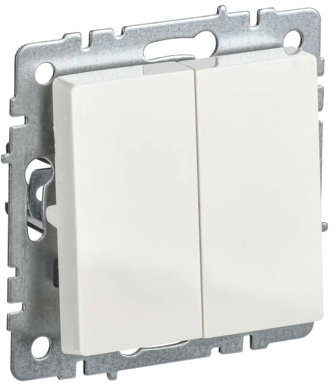 Выключатель 2-клавишный проходной IEK Brite BR-V22-0-10-K01-PRO белый