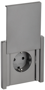 Розетка 1-местная с заземлением, шторками и крышкой IEK Forte&Piano FP-R16-16-1-44-K46 сталь