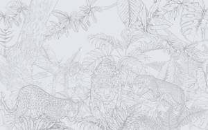 3D Фотообои Artegrafico «Серебряные леопарды в листве» LST-037 канвас