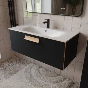 Тумба с раковиной Terminus Noto NOT101001099901O черный soft touch, 100x38