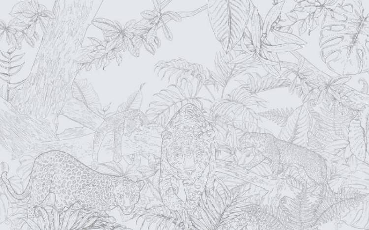 3D Фотообои Artegrafico «Серебряные леопарды в листве» LST-037 канвас