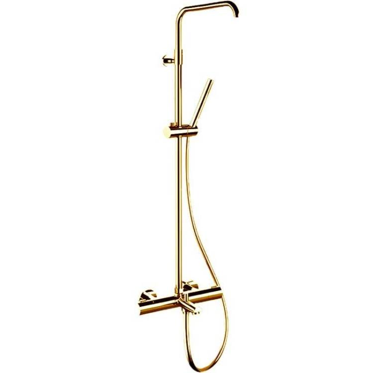 Душевая система Remer Elegance EQ34A7MMSSOFDO золото глянцевое, с изливом, с термостатом