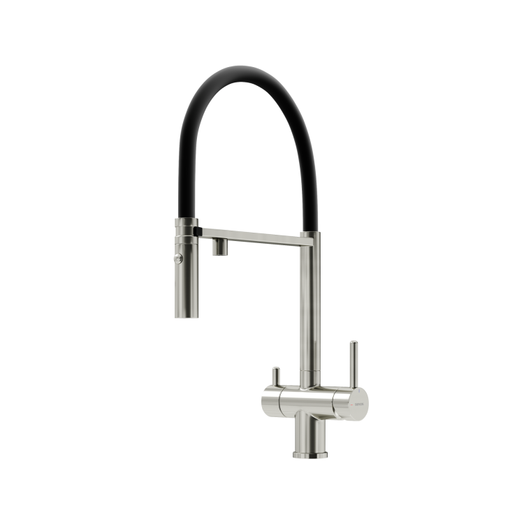 Смеситель для кухни Sancos Imola (Имола) SC4010BNbh с подключением к фильтру для воды, брашированный никель с черным изливом