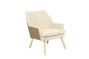 Кресло Stool Group Харви QH-8312K-WL 263-2+XC309-17 бежевый с коричневой экокожей, деревянные ножки