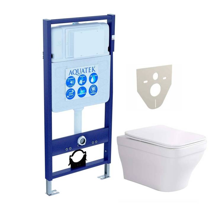 Унитаз с инсталляцией Aquatek Амадео с крышкой-сиденьем микролифт