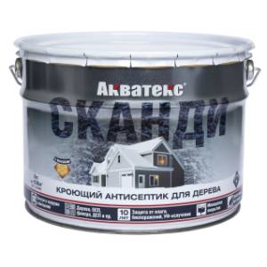 Антисептик для древесины кроющий акриловый Акватекс Сканди полуматовый, база C 9 л