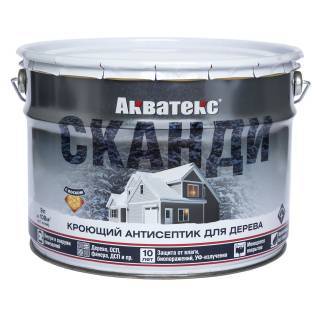 Антисептик для древесины кроющий акриловый Акватекс Сканди полуматовый, база C 9 л