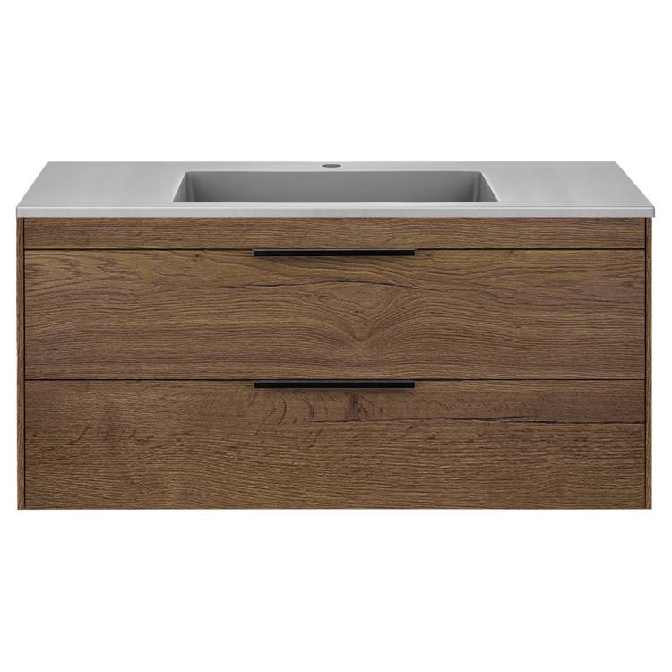 Тумба с раковиной Vincea Chiara 2D 1000 2 выкатных ящика, T.Oak, раковина серая