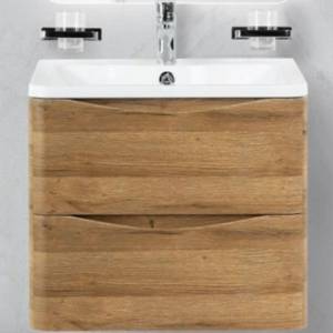 Тумба с раковиной Belbagno Acqua ACQUA-600-2C-SO-RR 60x45x50 Rovere Rustico подвесная с двумя выкатными ящиками