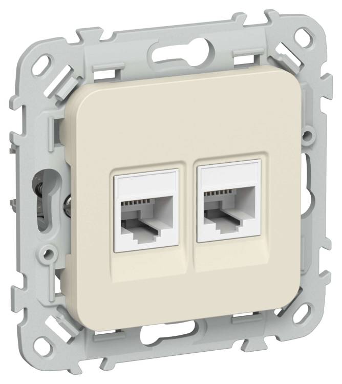 Розетка компьютерная RJ45 2-местная IEK Flite FI-K22-1-K86 сливочный