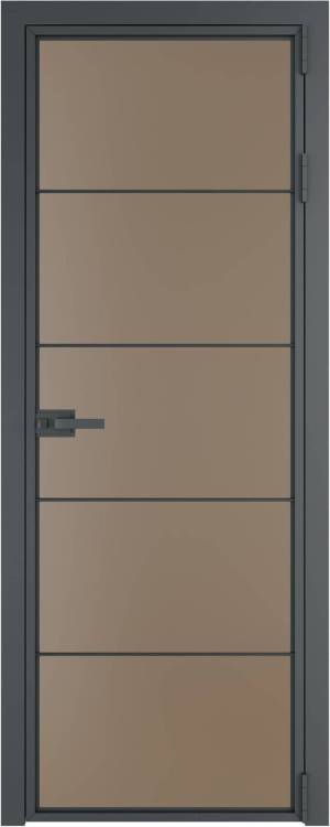 Межкомнатная дверь Profil Doors 5 AX цвет профиля Серая ночь, стекло безопасное 6 мм монохром капучино 700x2000