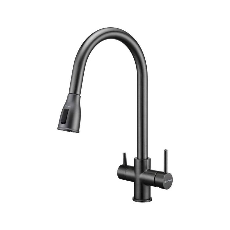 Смеситель для кухни Paulmark Lange La214212-GM вороненая сталь