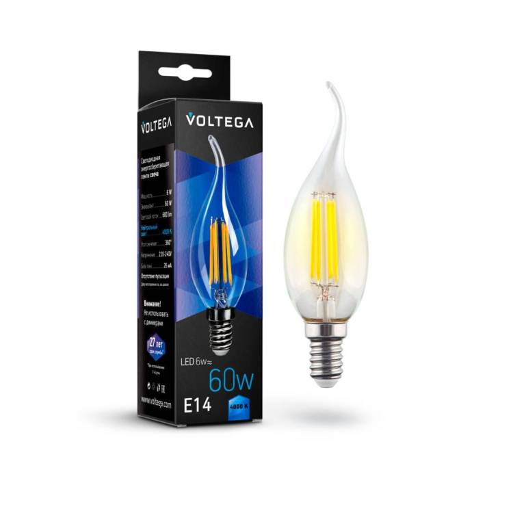 Светодиодная лампа Voltega Crystal Candle wind 6W 7018