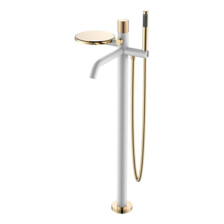 Смеситель для ванны Boheme Stick 129-WG.2 White Touch Gold напольный